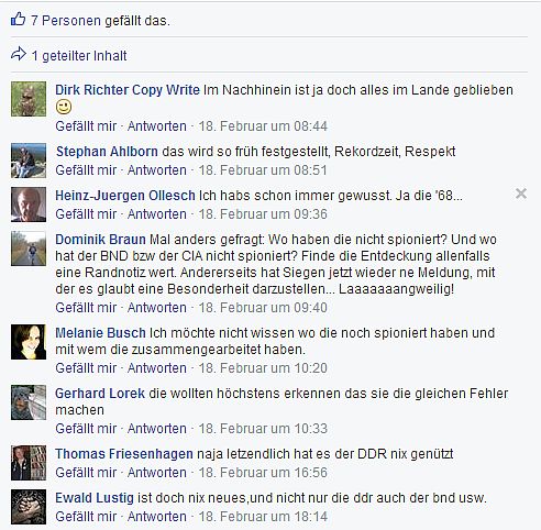 Kommentare auf der FB-Seite der Siegener Zeitung