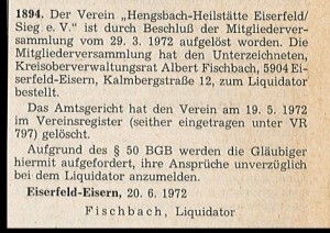 aus: Amtsblatt für den Regierungsbezirk Arnsberb, Nr. 27, ausgegeben am 1. Juli 1972