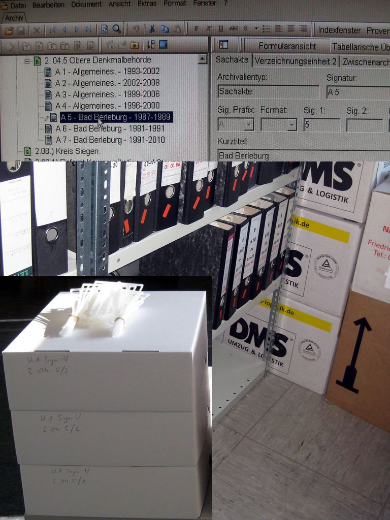 Nachdem im Mai 2014 diese Ablieferung in der "erste Lagerung" des Kreisarchivs gebracht wurde, erfolgt nun während eines Praktikums die weitere Bestandsbearbeitung im Kreisarchiv: technische Aufarbeitung, Verpackung und Verzeichnung.