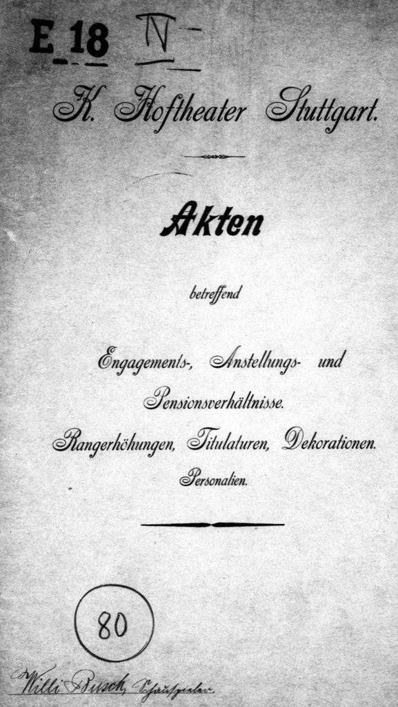 Aktendeckel der Personalakte Willi Buschs. Quelle: Landesarchiv Baden-Württemberg, Staatsarchiv Ludwigsburg E 18 VI Bü 80 