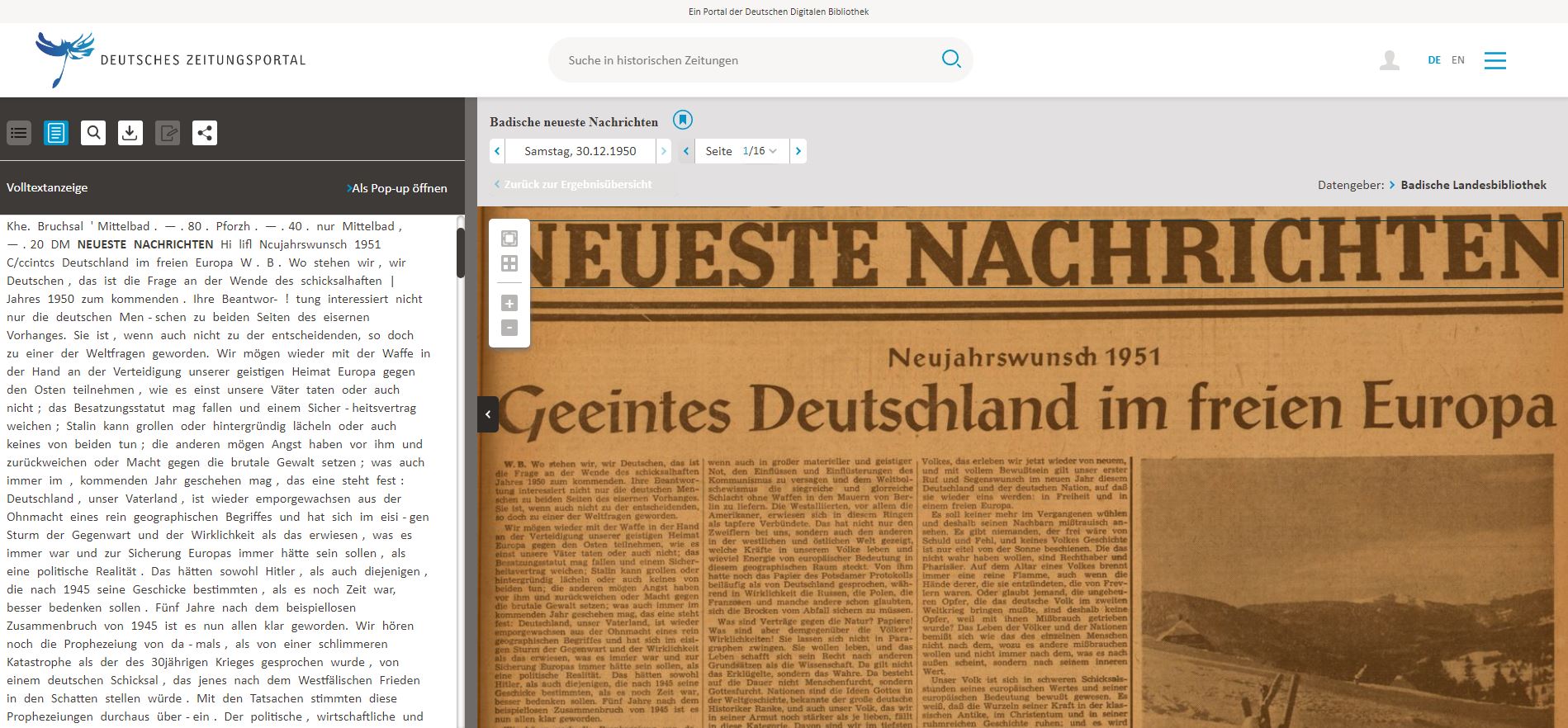 Deutsche Digitale Bibliothek startet das Deutsche Zeitungsportal